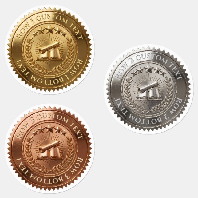Étiquettes Sceau de certificat en feuille d'or 3D éditable pe (Groupe)