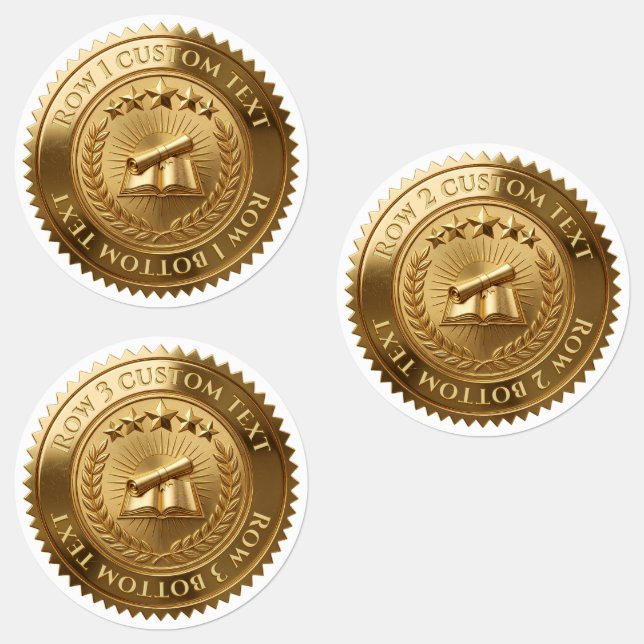Étiquettes Sceau de certificat en feuille d'or 3D modifiable  (Groupe)