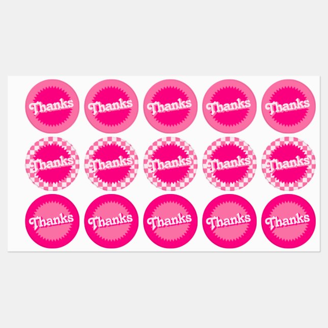 Étiquettes Sceau rose Retro Malibu | (Feuille)