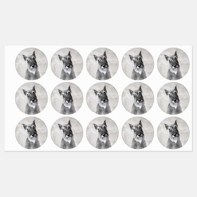 Étiquettes Schnauzer (géant) - Joli art original pour chien (Feuille)