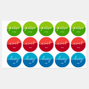 Étiquettes Script de cuisine Kosher avec Hébreu Parve de vian