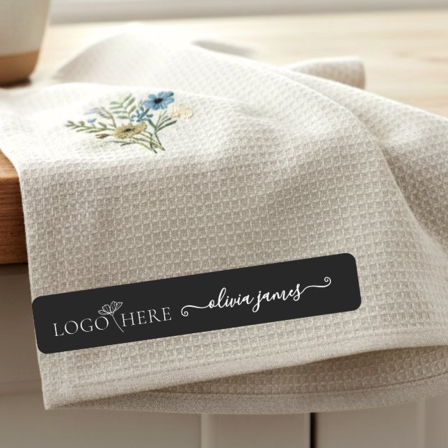 Étiquettes Script Logo personnalisé et vêtements en tissu noi (Créateur téléchargé)