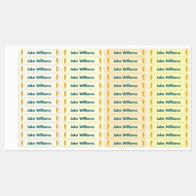 Étiquettes Seahorse Design Kids' Name Clothing School Labels (Feuille)