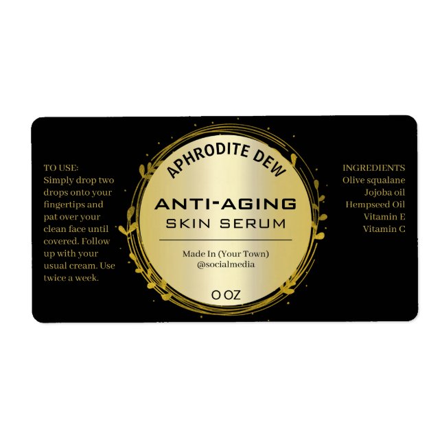 Étiquettes Série Noir Et Feuille D'Or (Devant)