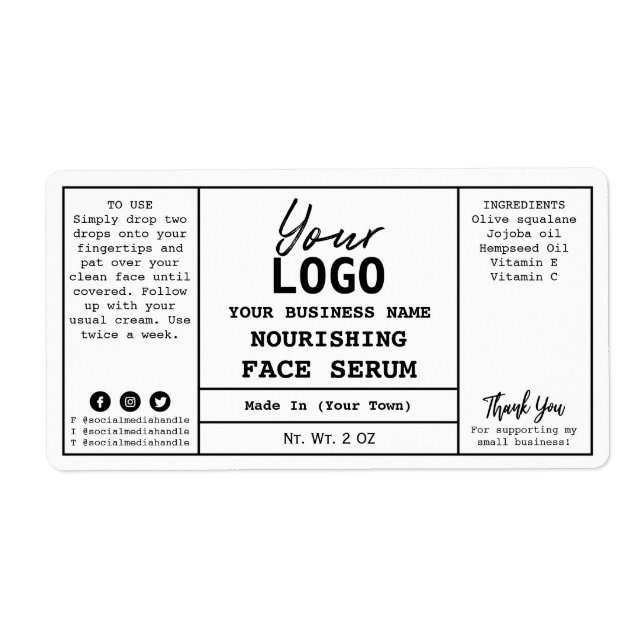 Étiquettes sériques minimalistes blancs (Devant)