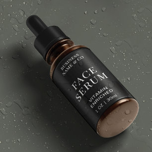 Étiquettes Sérum à visage noir moderne 1 OZ Bouteille étanche