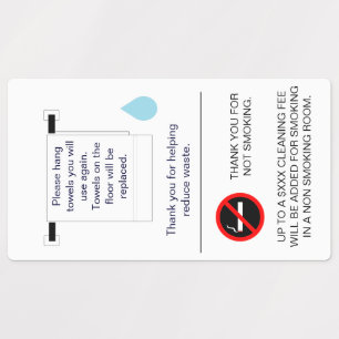 Étiquettes Signe de toilette et de tabac de l'hôtel