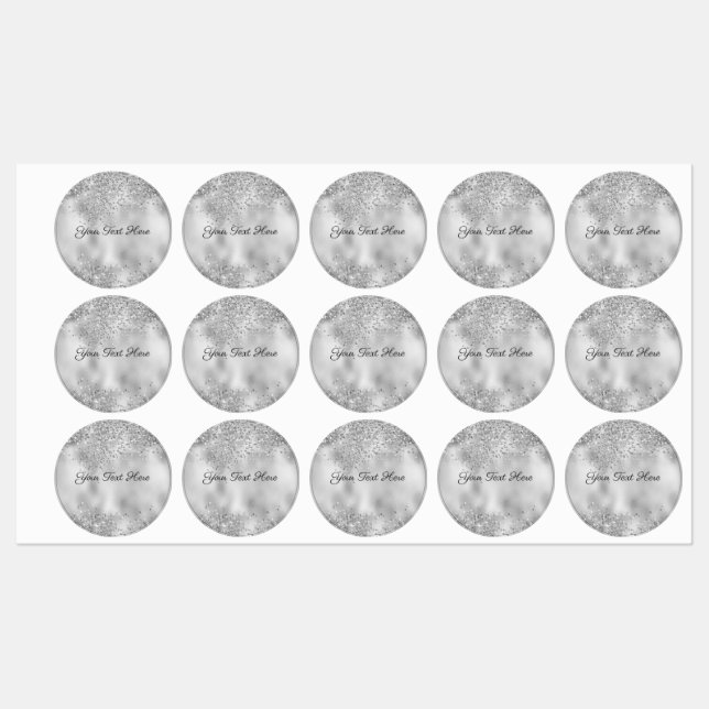 Étiquettes Silver Glitter Look (Feuille)