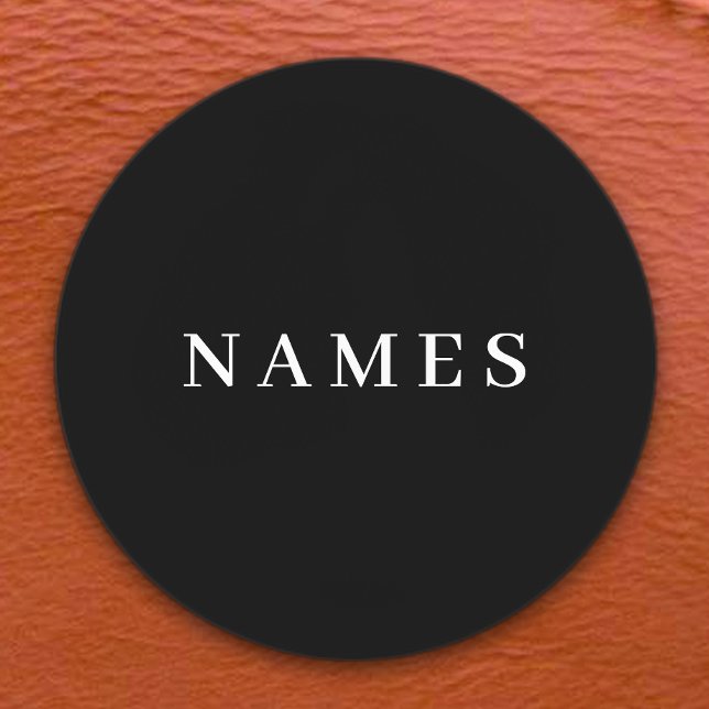Étiquettes Simple Black Custom Add Your Name Elegant (Créateur téléchargé)