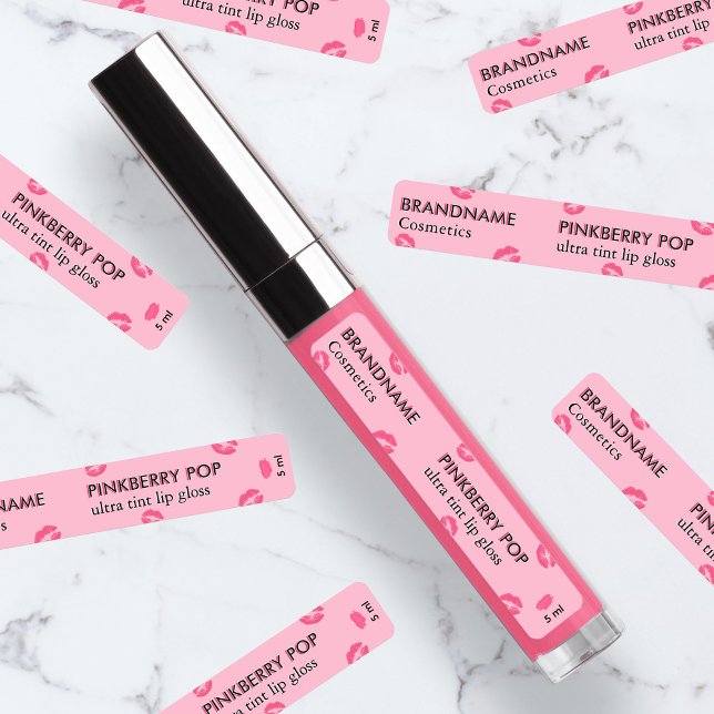 Étiquettes Simple Gloss à Lèvres et Teint Rose Pop Personnali (Créateur téléchargé)