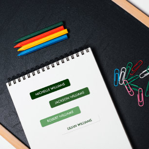 Étiquettes Simple Intense Vert blanc Échelle Enfants Nom