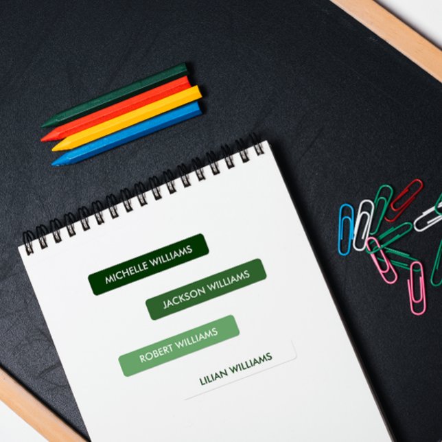 Étiquettes Simple Intense Vert blanc Échelle Enfants Nom (Intense Green Labels: Ideal for Baby, Pre-K, and Primary School. Keep Your Items Safe & Stylish!")