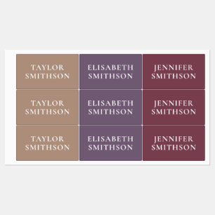 Étiquettes Simple Minimal Purple & Tan Ajouter Votre Nom Écol