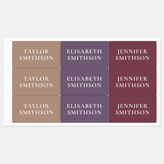 Étiquettes Simple Minimal Purple & Tan Ajouter Votre Nom Écol (Feuille)