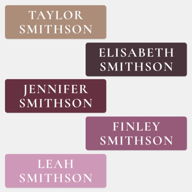 Étiquettes Simple Minimal Purple & Tan Ajouter Votre Nom Écol (Groupe)