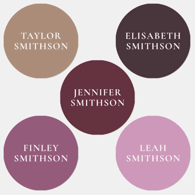 Étiquettes Simple Minimal Purple & Tan Ajouter Votre Nom Écol (Groupe)