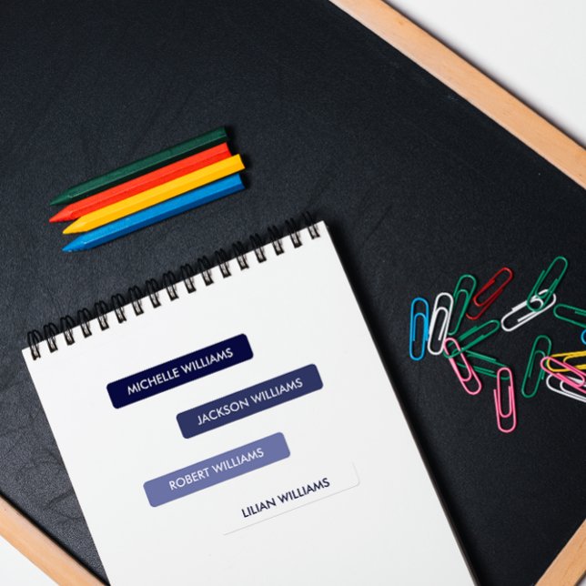 Étiquettes Simple Navy BLUE Scale Nom des enfants (Blue Shades Labels: Perfect for Baby, Pre-K, and Primary School. Keep Your Items Safe & Stylish)
