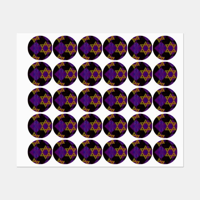 Étiquettes SlipperyJoe's Happy Hanoukka Star de David menorah (Feuille)