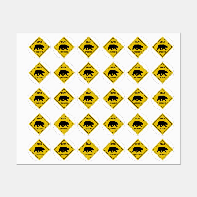Étiquettes SlipperySignal de passage de l'ours de Joe silhoue (Feuille)