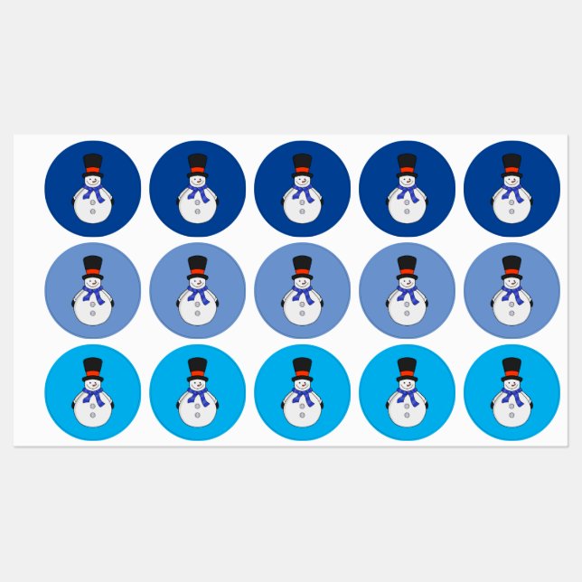 Étiquettes Snowman avec chapeau supérieur (Feuille)