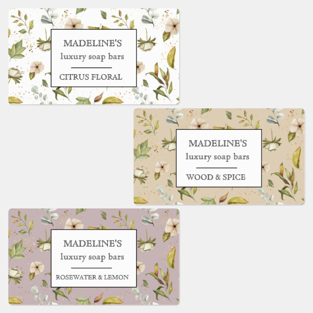 Étiquettes sodas pastel floral élégant adhésif (Groupe)