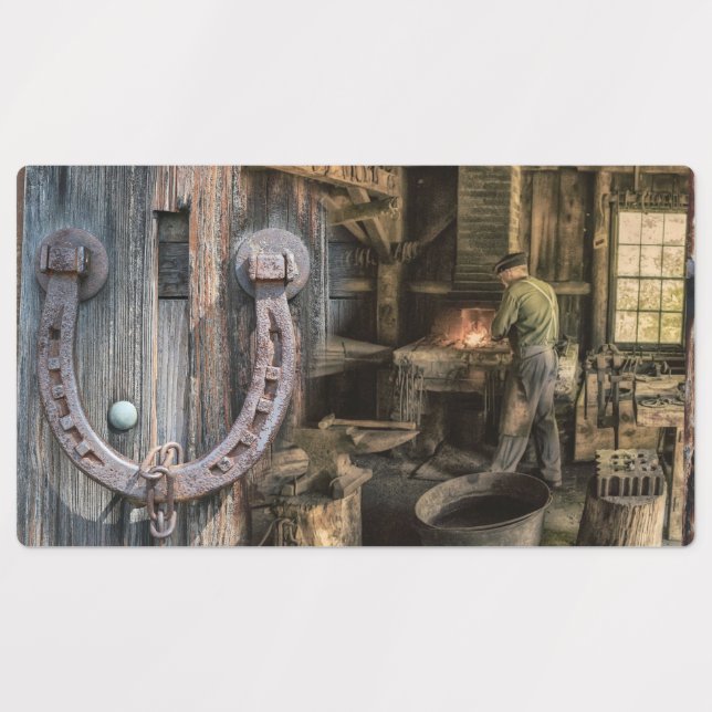 Étiquettes Souder Vintage forgeron fer à cheval (Design 1)