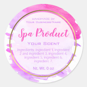 Étiquettes Spas D'Aquarelles Rose Or Et Violet