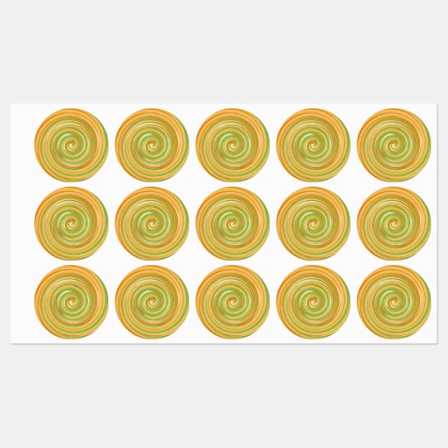 Étiquettes Spirale de couleurs d'agrumes amusantes (Feuille)