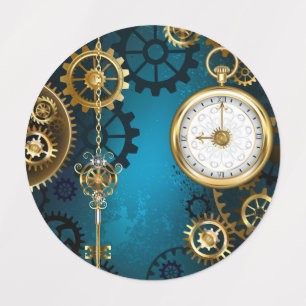 Étiquettes Steampunk Arrière - plan turquoise avec Gears