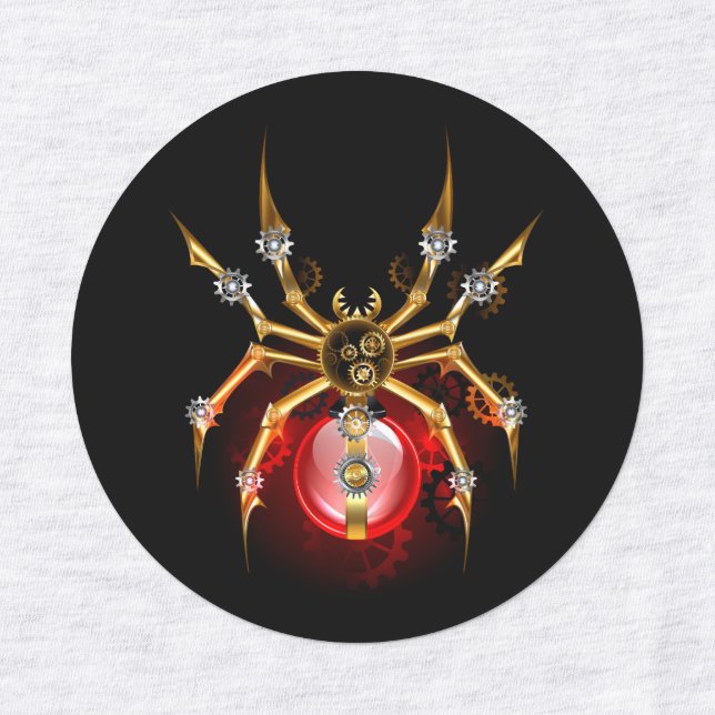 Étiquettes Steampunk spider on black (Design 1)