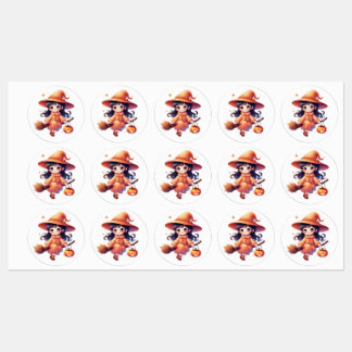 Étiquettes "Stickers Sorcière Halloween - Jolie Sorcière Citr