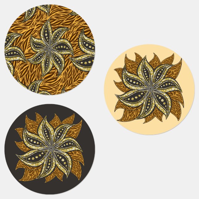 Étiquettes Style Batik Floral Abstrait africain (Groupe)
