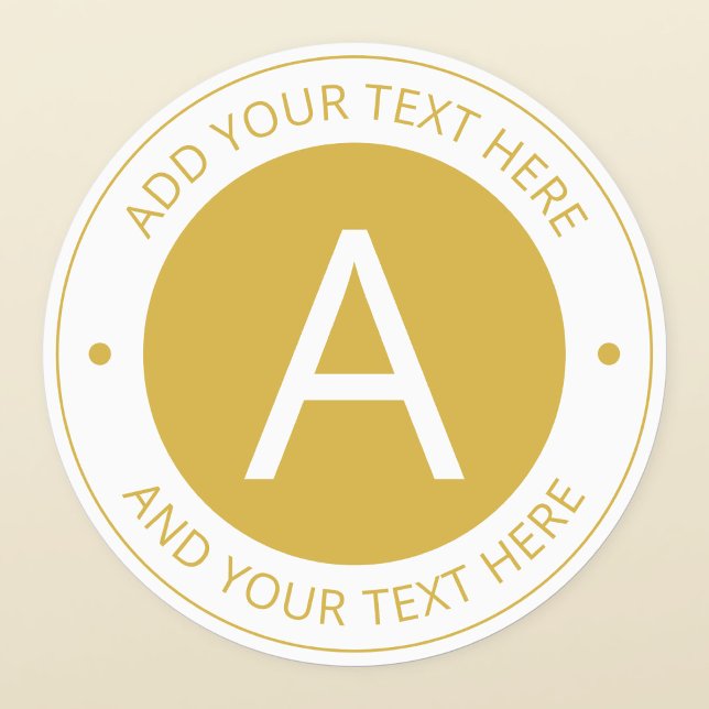 Étiquettes Style Logo Or/Blanc moderne Monogramme étanche (Créateur téléchargé)