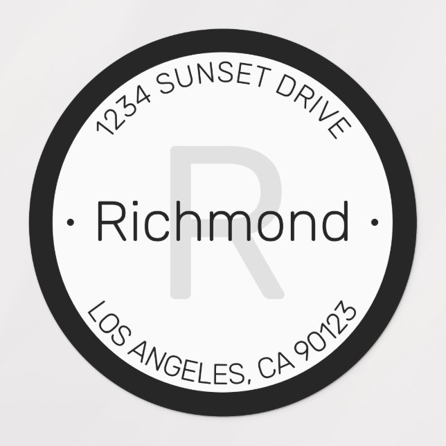 Étiquettes Style moderne | Black Grey Adresse étanche (Design 1)