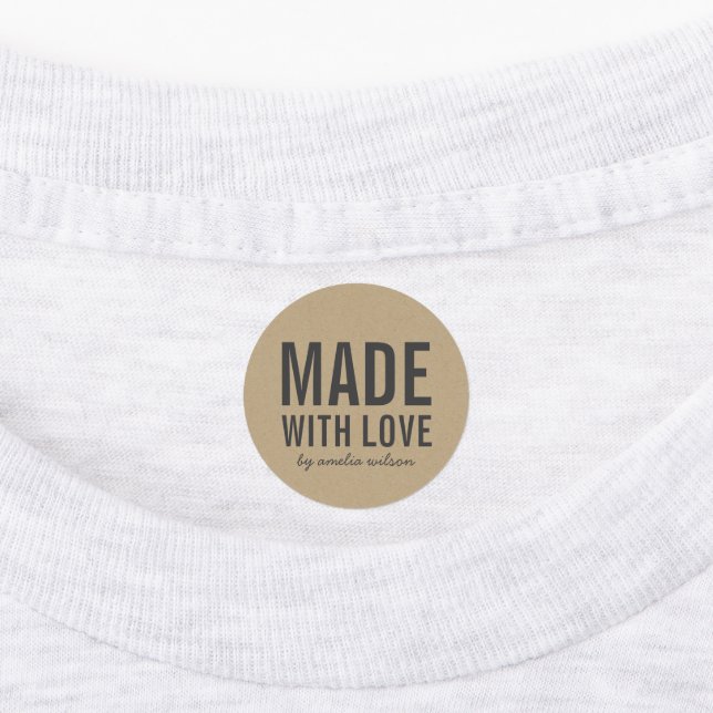 Étiquettes Stylish Rustic Bold Fabriqué avec l'amour Faux Kra (Apposé)