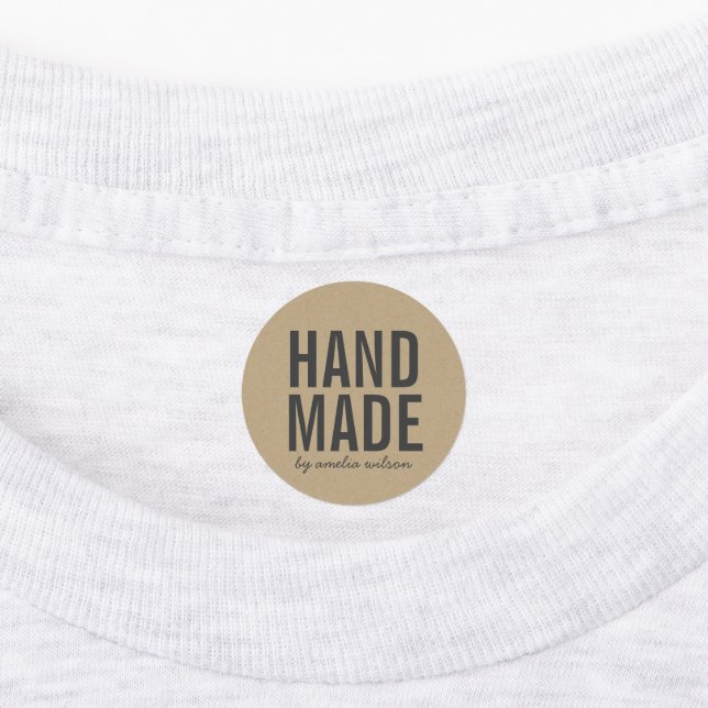 Étiquettes Stylo Rustique Bold Faux Kraft fait main (Apposé)