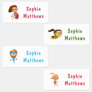 Étiquettes Superhero Girl Personnalisé Nom Personnalisé Vêtem