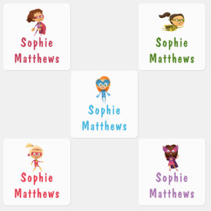 Étiquettes Superhero Girl Personnalisé Nom Personnalisé Vêtem