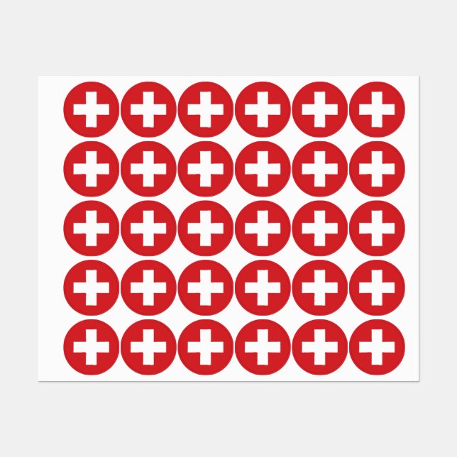 Étiquettes Switzerland Flag Emblem (Feuille)