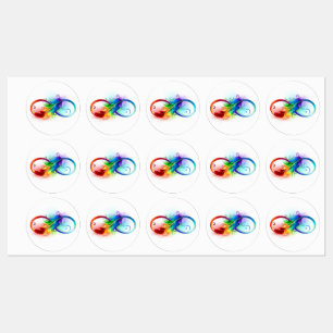 Étiquettes Symbole d'infini avec plume arc-en-ciel