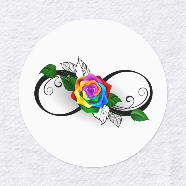 Étiquettes Symbole d'infini avec rose arc-en-ciel (Design 1)