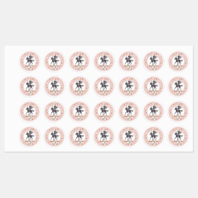 Étiquettes SYMBOLE Zodiaque Sagittaire (Feuille)