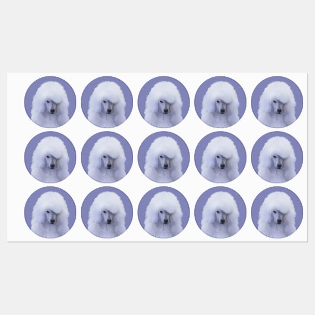 Étiquettes Tableau blanc standard de caniche - Art original d (Feuille)