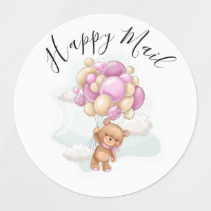 Étiquettes Teddy Bear Balloon Happy Mail Baby showers Étiquet