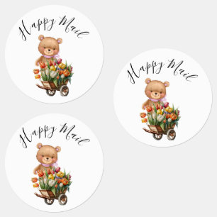 Étiquettes Teddy Foral Happy Mail Rustic Baby shower Étiquett