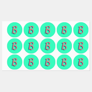 Étiquettes Texte 3D Blush rose tendance initial Neon Turquo