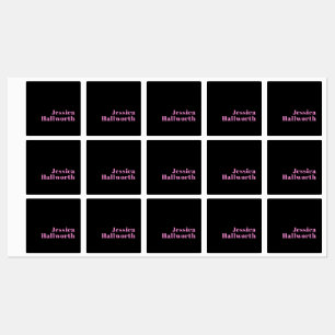 Étiquettes Texte éditable rétro-moderne Noir et rose