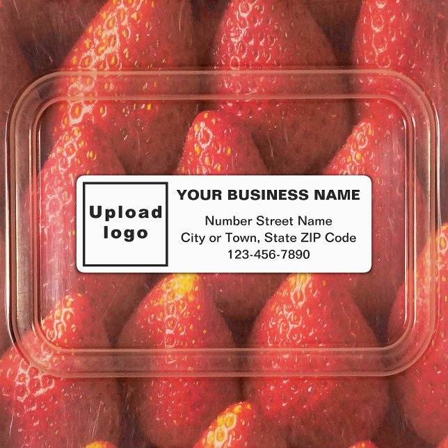 Étiquettes Textes minimaux d'affaires sur adhésif rectangle b (White rectangle adhesive label with minimal business branding)