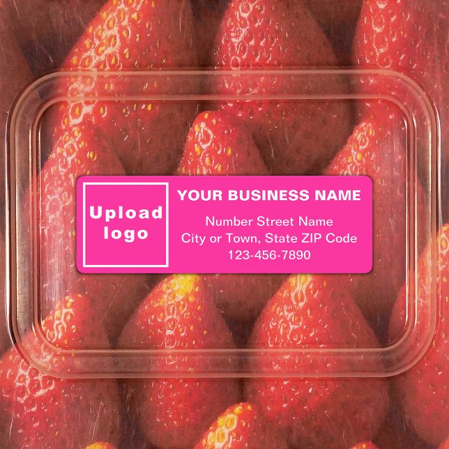 Étiquettes Textes minimaux d'affaires sur adhésif rectangle r (Pink rectangle adhesive label with minimal business branding)