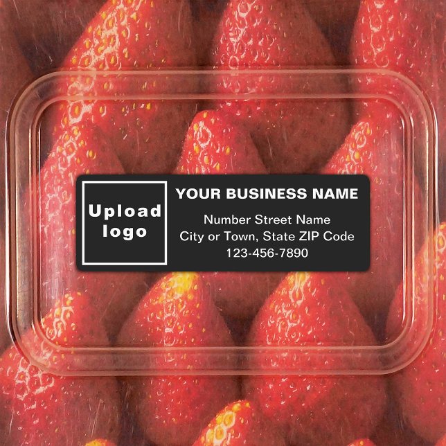 Étiquettes Textes minimaux d'affaires sur le rectangle noir a (Black rectangle adhesive label with minimal business branding)